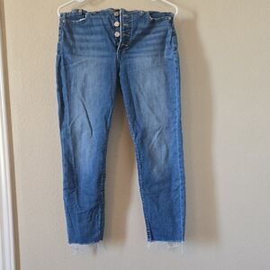 Lucky Brand Medium Blue High-Rise Bridgette Button-Fly Cropped Jeans